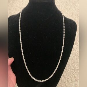 Stainless Steel Silver Rope Chain Necklace - Silver